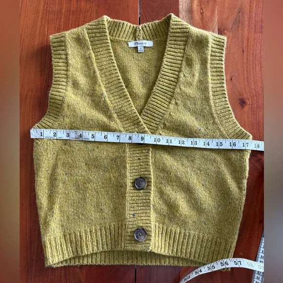 Madewell Mustard Yellow Sweater Knit Button Front Vest - Picture 6 of 8